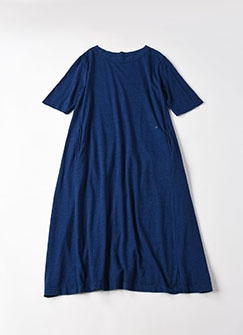 美品【45R】45rpm 綿100% ジンバブエコットン 天竺の45星半袖ドレス 45R天竺の45星ドレス: WOMEN｜45R