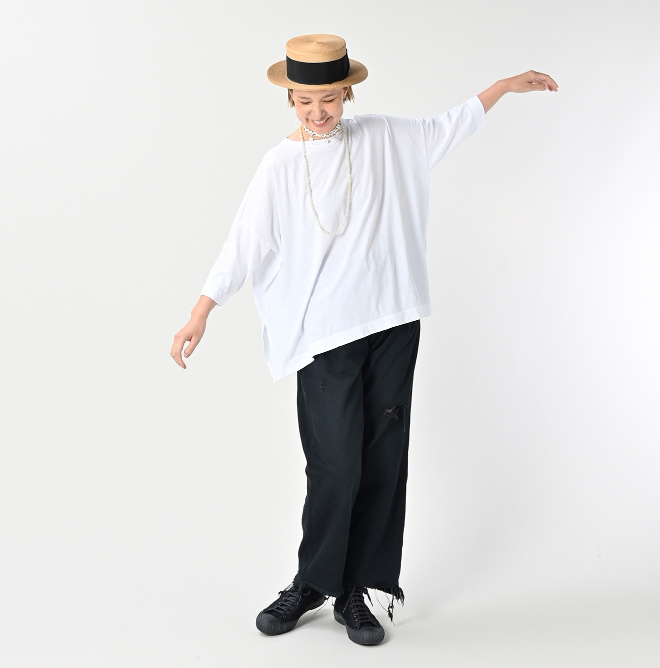 45R天竺のビッグスリットTシャツ: WOMEN｜45R