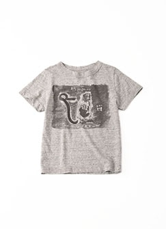 45R 山ものがたりのプリントTシャツ（動物たち・TOP糸） カットソー グレー 45R 山ものがたりのプリントTシャツ（動物たち・TOP糸