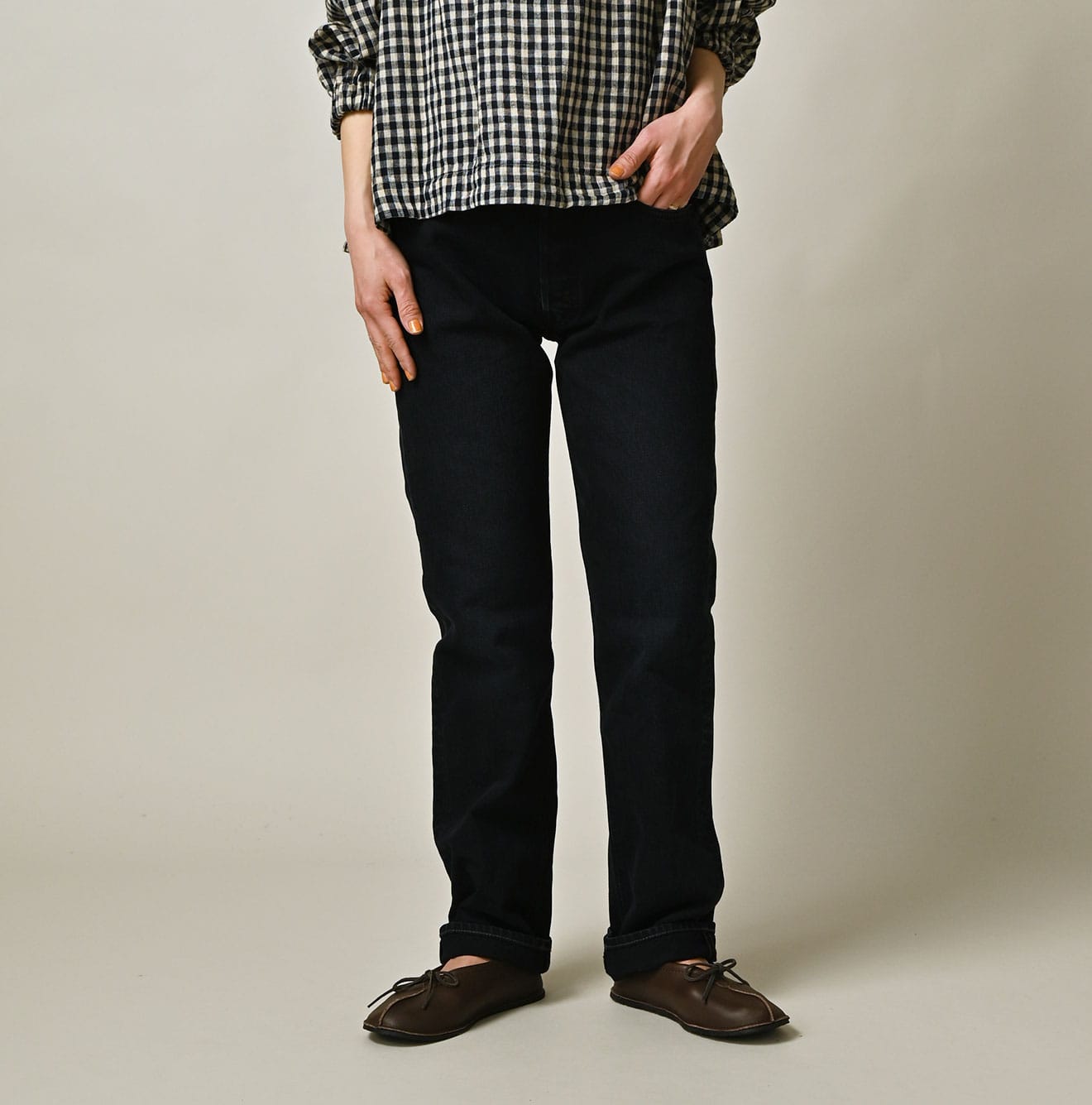 45Rおこめブラックデニムの空比古比女（再び・納戸納戸加工）: WOMEN｜45R