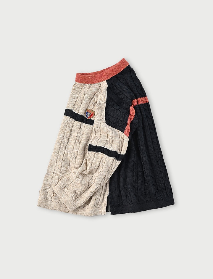 リネンのトリコロールケーブルMセーター リネンのトリコロールケーブルMセーター