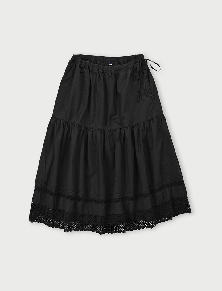 45R インディゴ レース刺繍 カットワーク ペチスカート 45R（フォーティファイブアール）の「撚杢カルゼのカットワーク