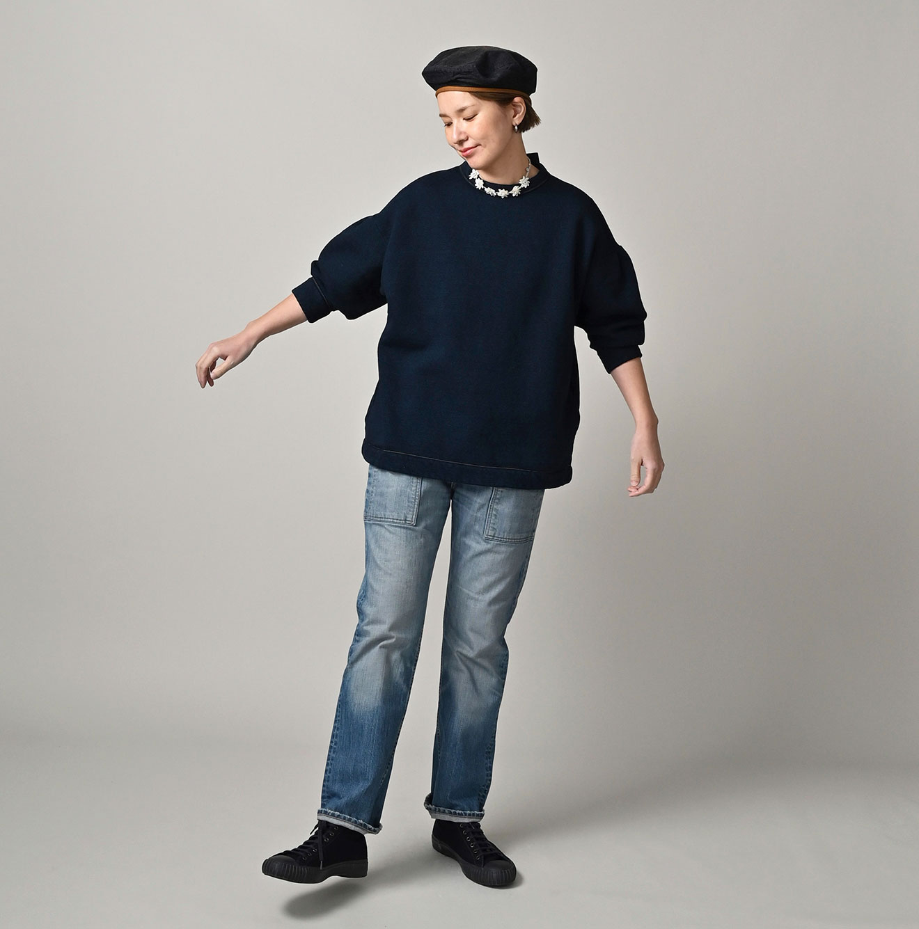 45R裏毛のチュニック（インディゴ）: WOMEN｜45R