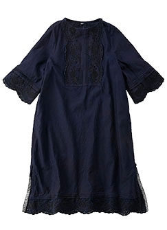45R　サテンの聖夜のドレス(インディゴ濃)袖丈46㎝
