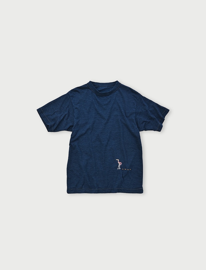 フラミングウェイ　ベタッチプリント908Tシャツ　インディゴsize2 45R（フォーティファイブアール）の「フラミングウェイベタッチ