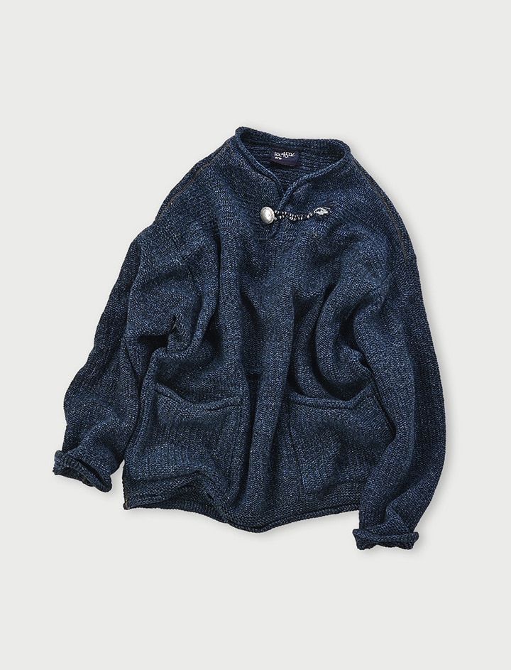 45Rモカシンニットのカーディガン(インディゴ) - メルカリ